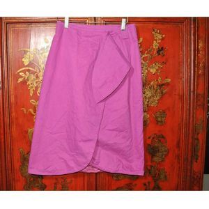 Jaqueline Ferrar Dark Pink/Purple Lined Cotton Wrap Skirt - 10